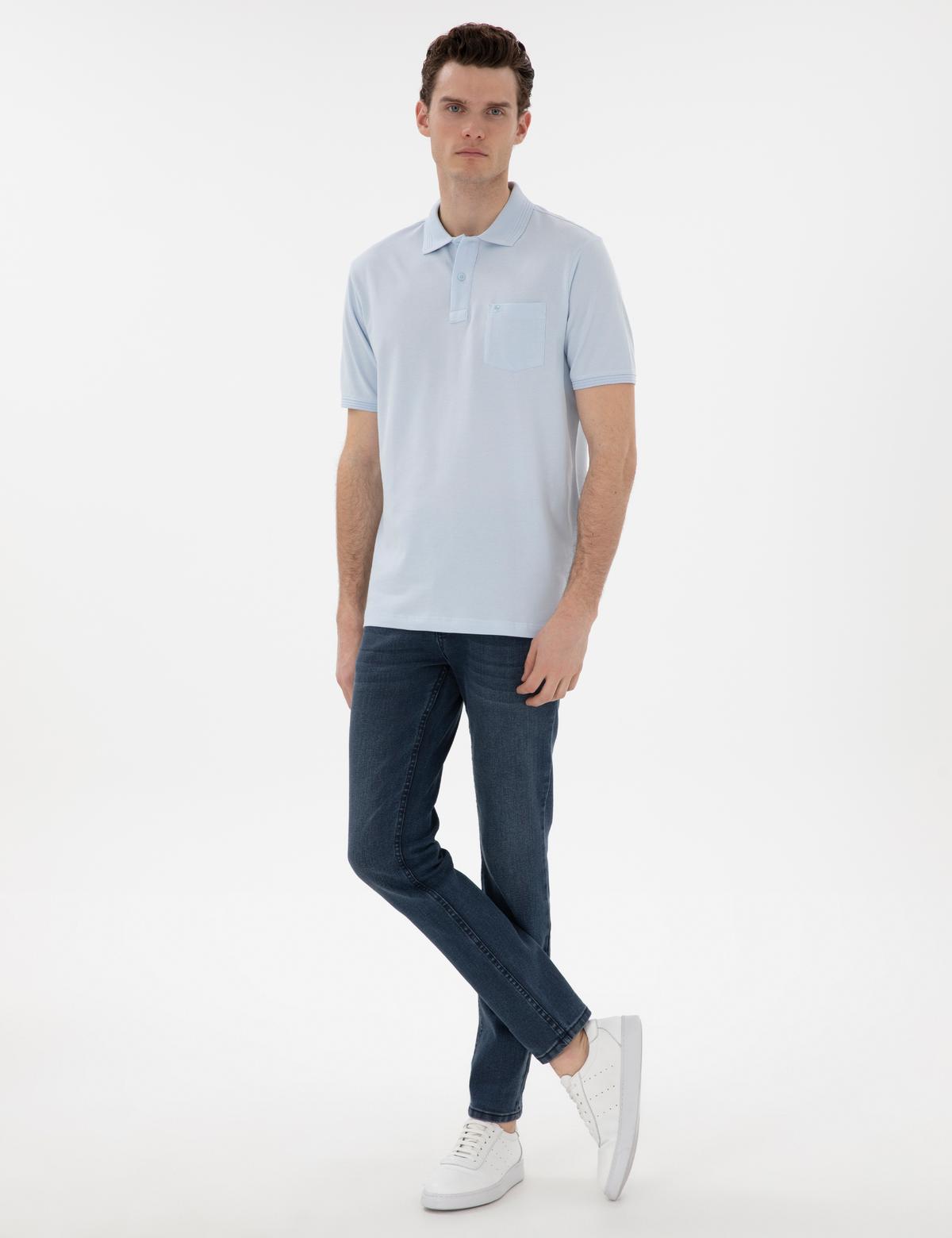 Açık Mavi Regular Fit Kıvrılmaz Polo Yaka Basic Tişört - 50302538208