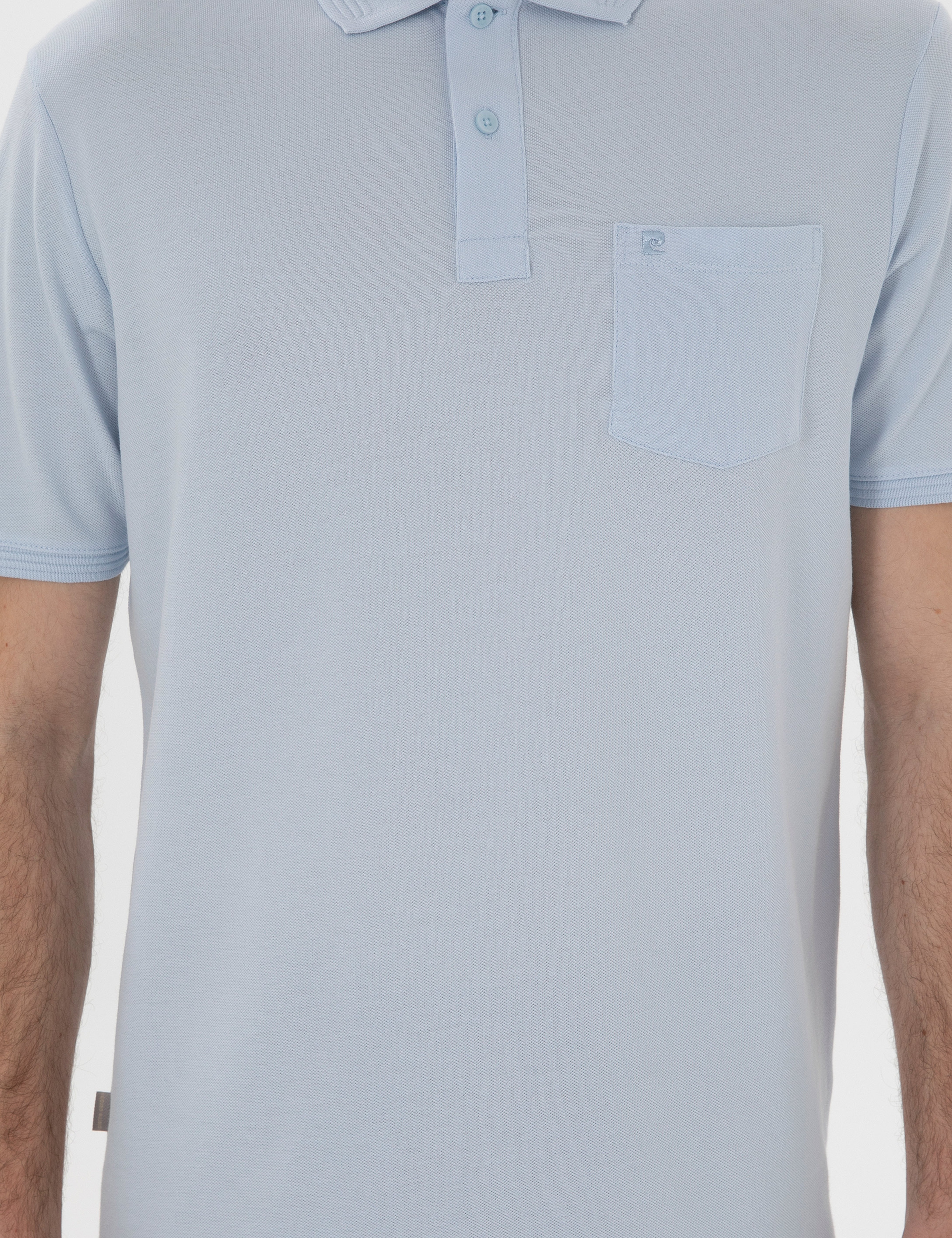 Açık Mavi Regular Fit %100 Pamuk Kıvrılmaz Polo Yaka Basic Tişört - Image 6