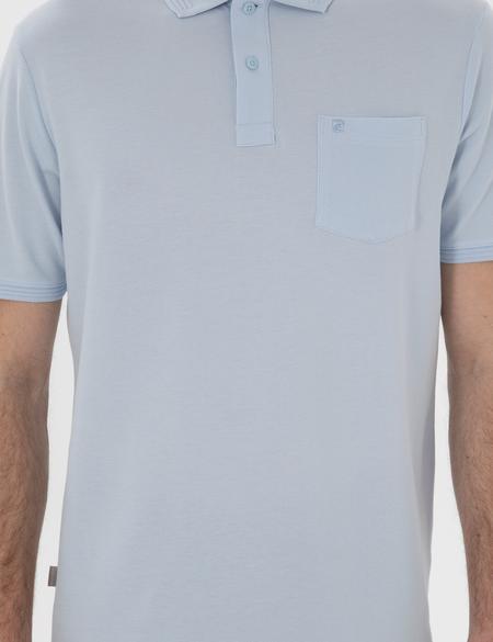 Açık Mavi Regular Fit Kıvrılmaz Polo Yaka Basic Tişört - 50302538208