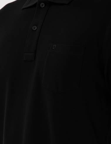 Siyah Regular Fit Kıvrılmaz Polo Yaka Basic Tişört