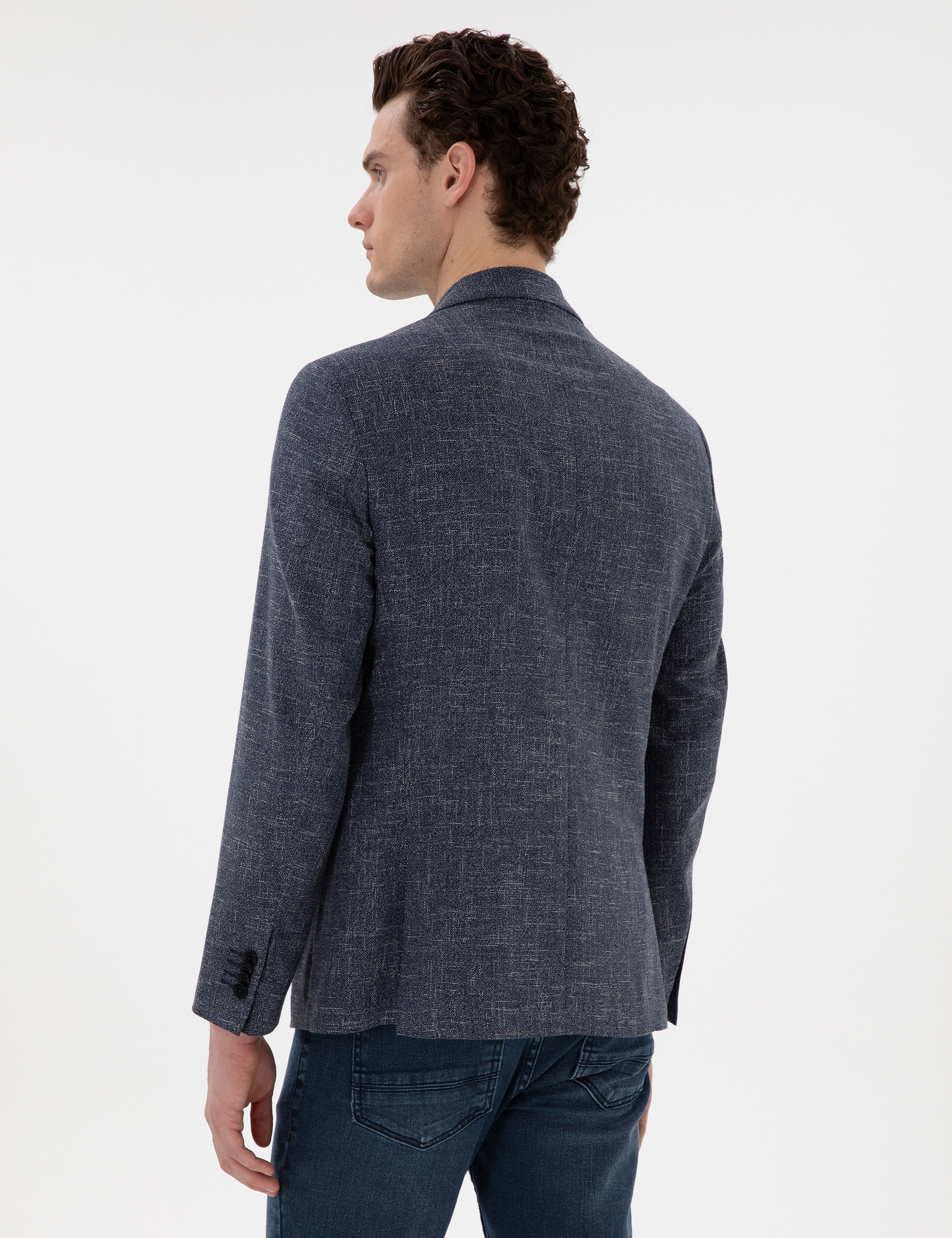 Lacivert Slim Fit Ceket - Image 5