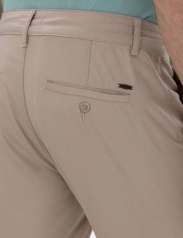 Bej Slim Fit Bağcıklı Kanvas Pantolon