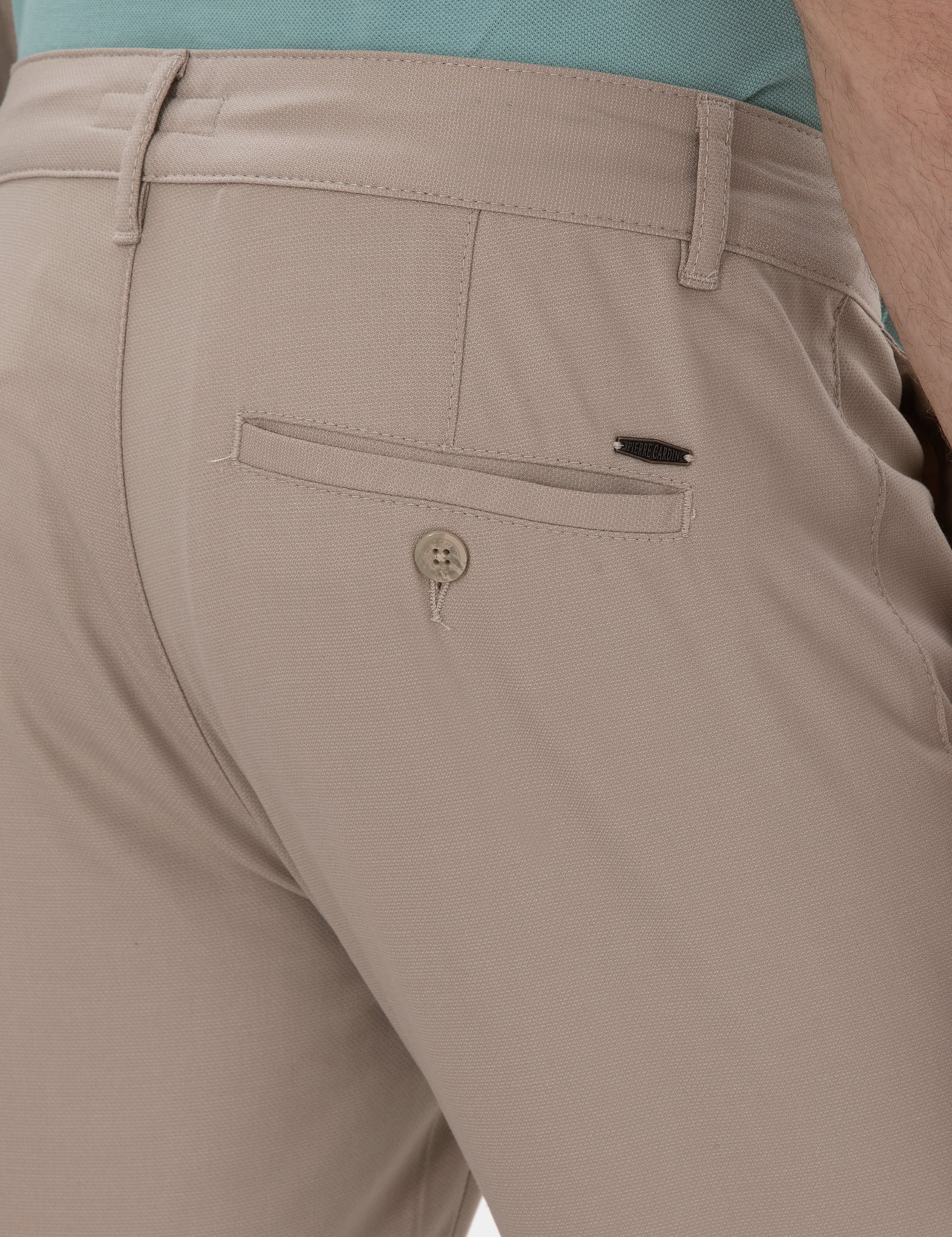 Bej Slim Fit Bağcıklı Kanvas Pantolon - Image 6