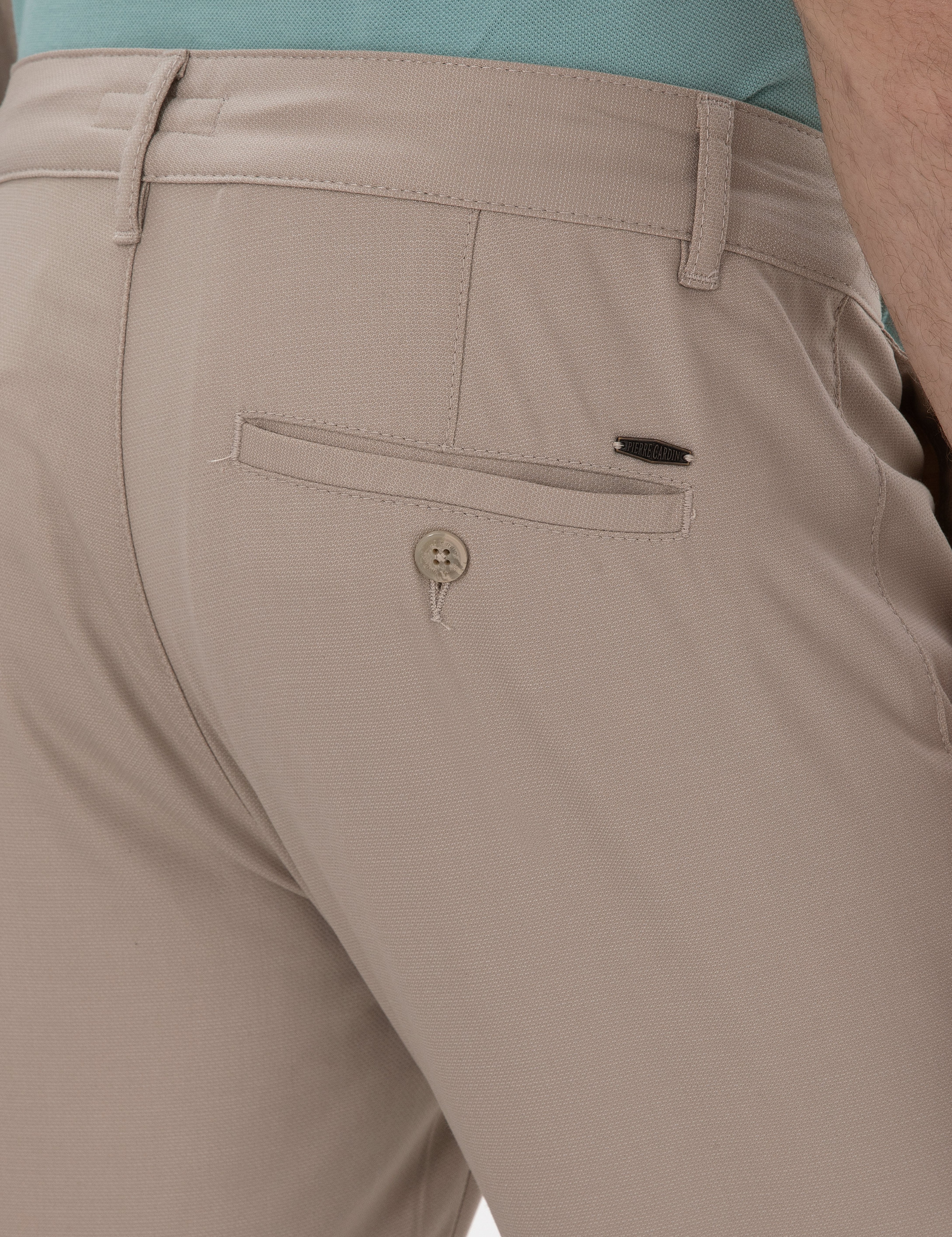 Bej Slim Fit Bağcıklı Kanvas Pantolon