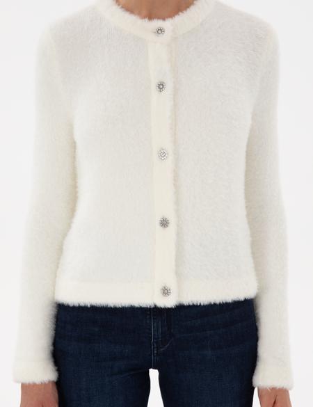 Ekru Slim Fit Triko Hırka - 50296579007