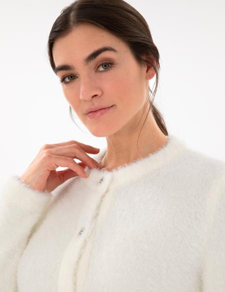 Ekru Slim Fit Triko Hırka - 50296579007