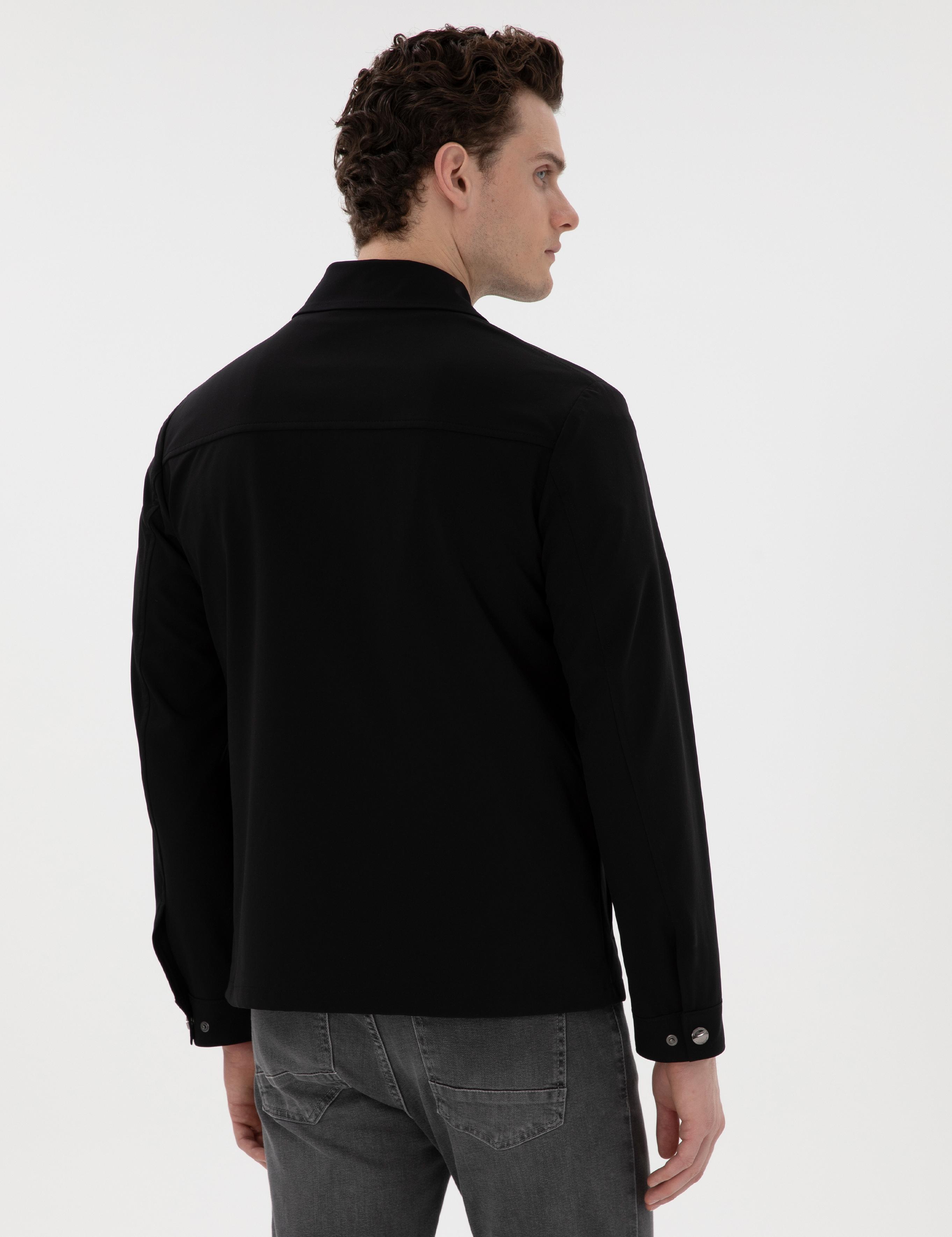 Siyah Regular Fit Fermuarlı Ceket