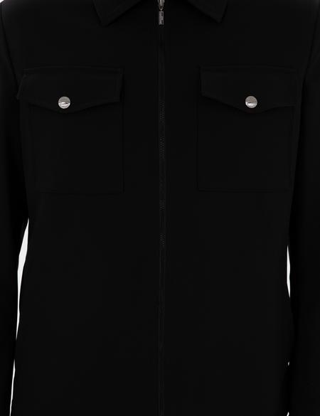 Siyah Regular Fit Fermuarlı Ceket - 50306056044