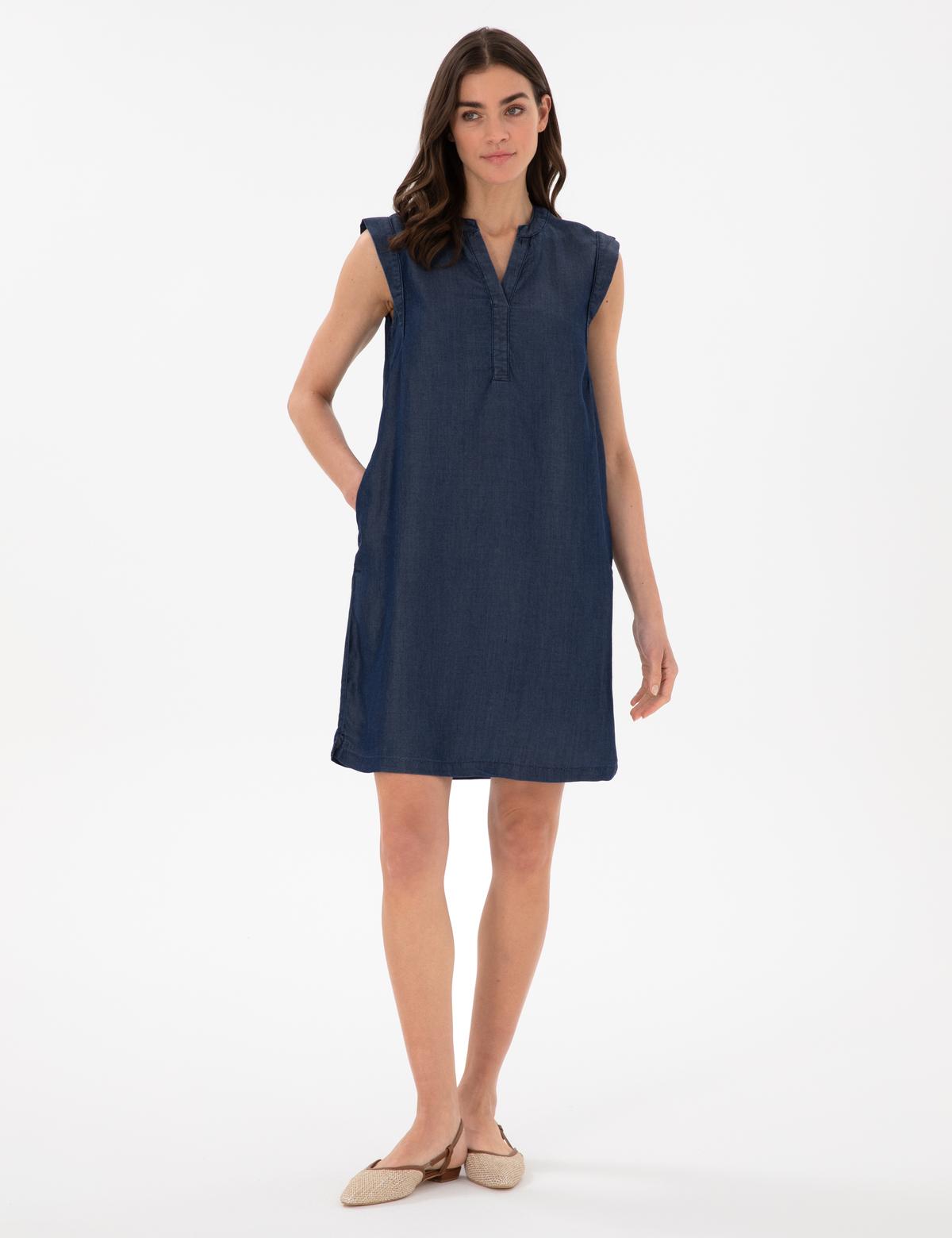 İndigo A Kesim Jean Elbise