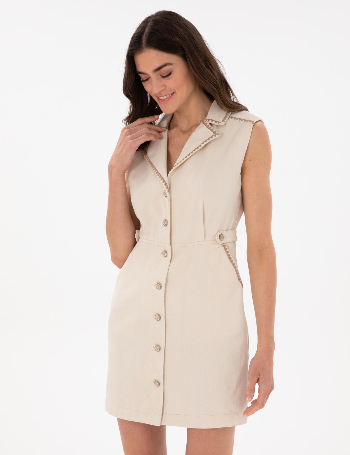 Ekru Slim Fit Jean Elbise - 50301279012