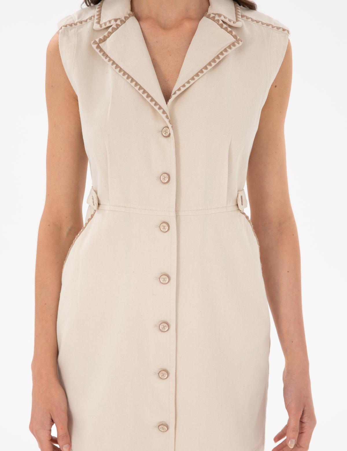 Ekru Slim Fit Jean Elbise - 50301279012