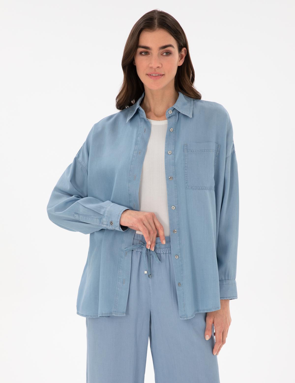 Mavi Oversize Jean Gömlek