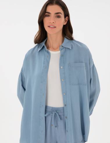 Mavi Oversize Jean Gömlek