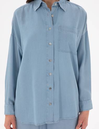 Mavi Oversize Jean Gömlek