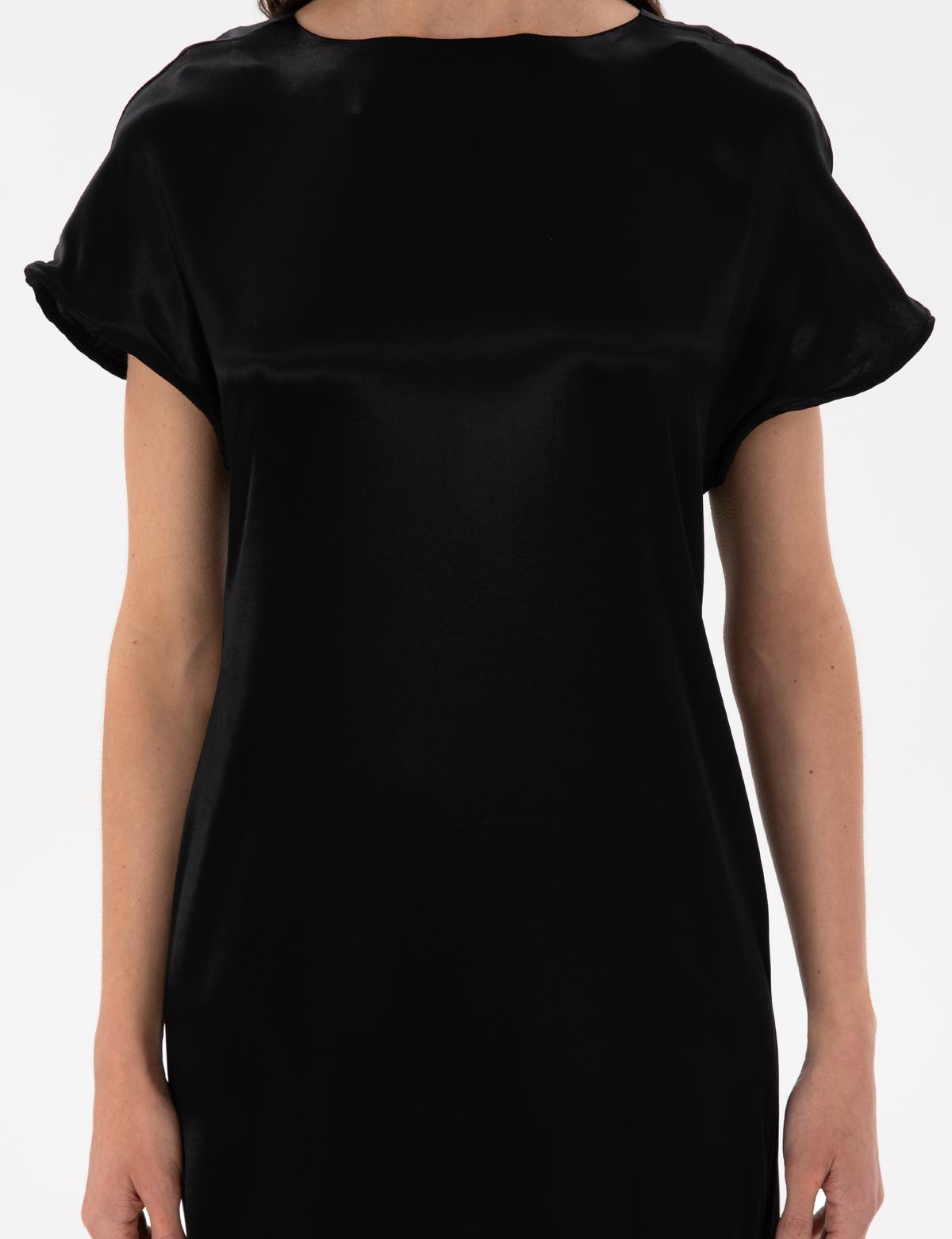 Siyah Comfort Fit Dokuma Elbise - 50301015010