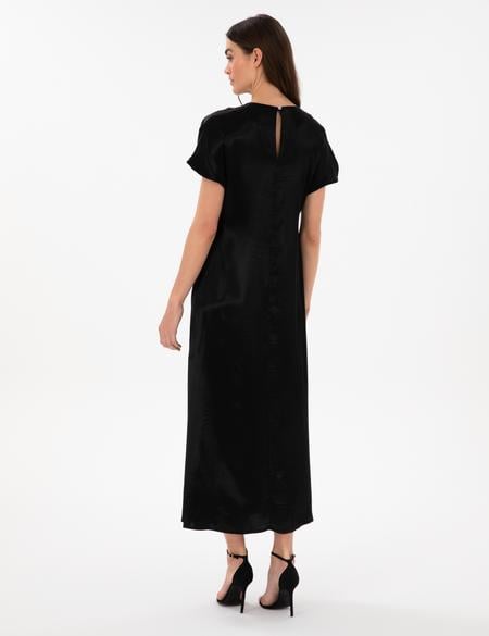 Siyah Comfort Fit Dokuma Elbise - 50301015010