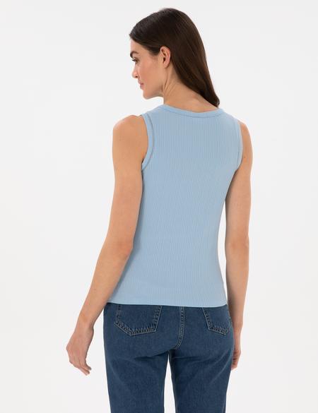 Açık Mavi Ex. Slim Fit Örme Bluz - 50301485053