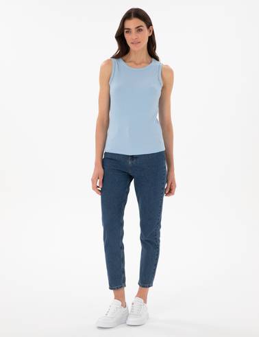 Açık Mavi Extra Slim Fit Örme Bluz