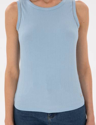 Açık Mavi Extra Slim Fit Örme Bluz