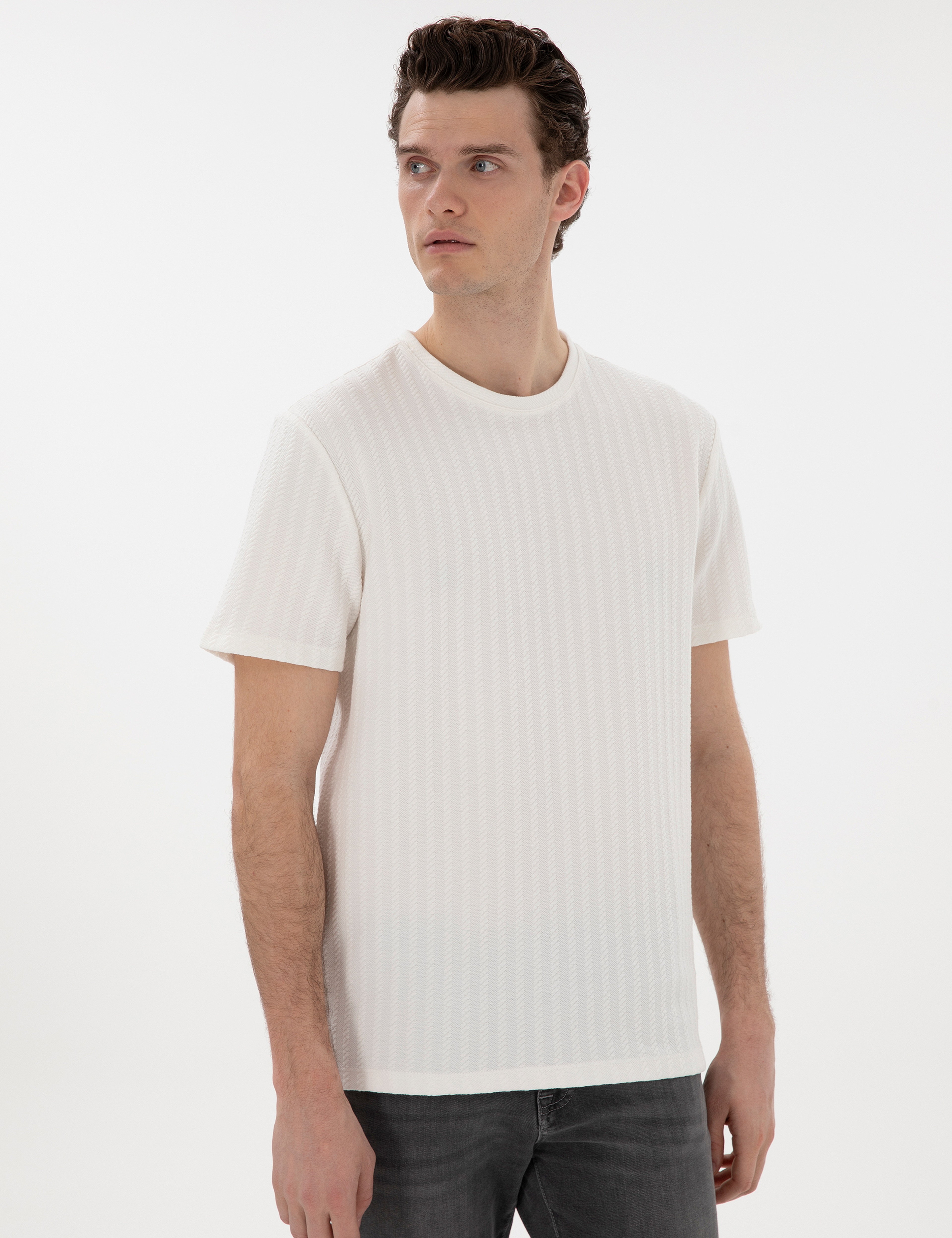Ekru Regular Fit Tişört - Image 3
