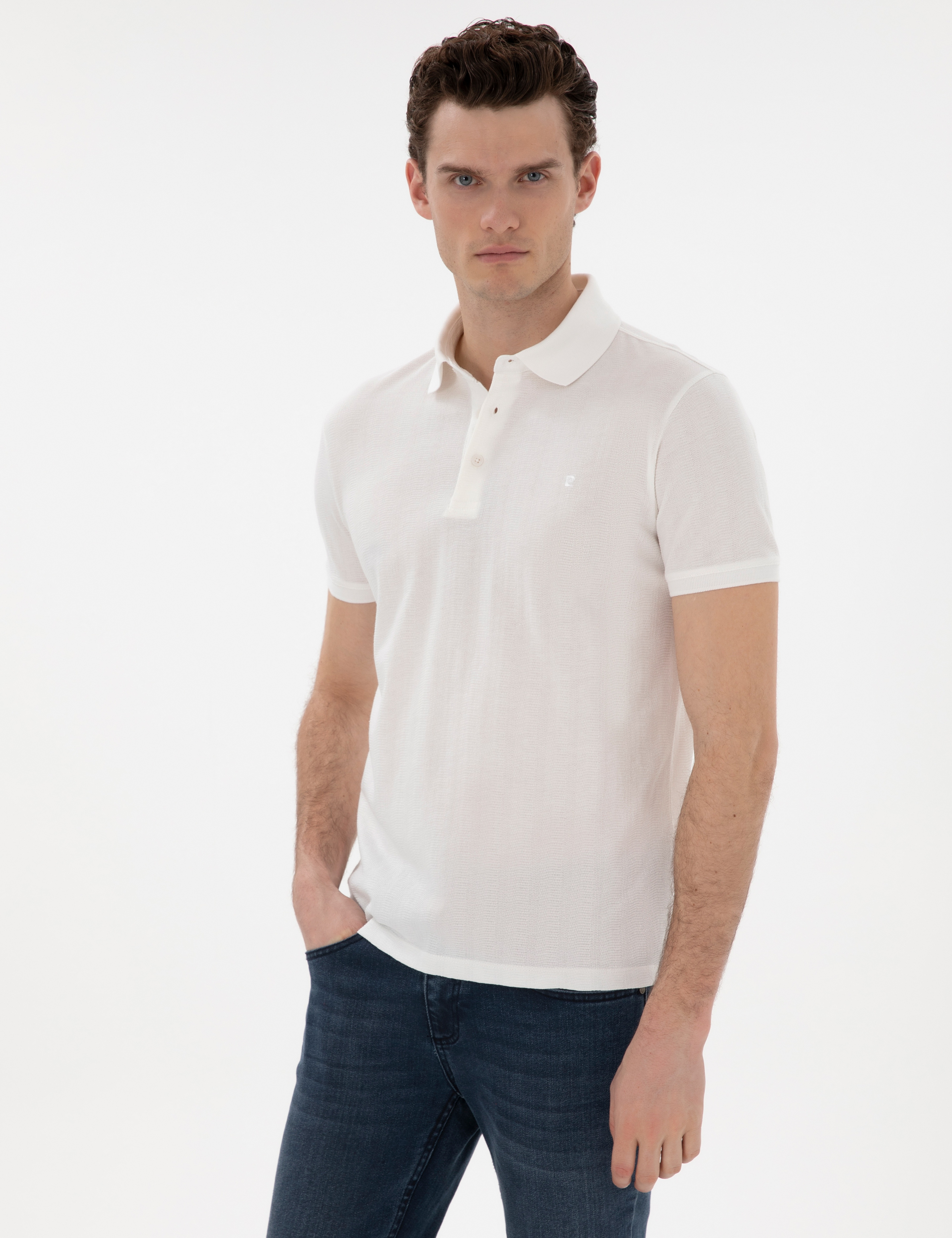 Beyaz Slim Fit Tişört - Image 1