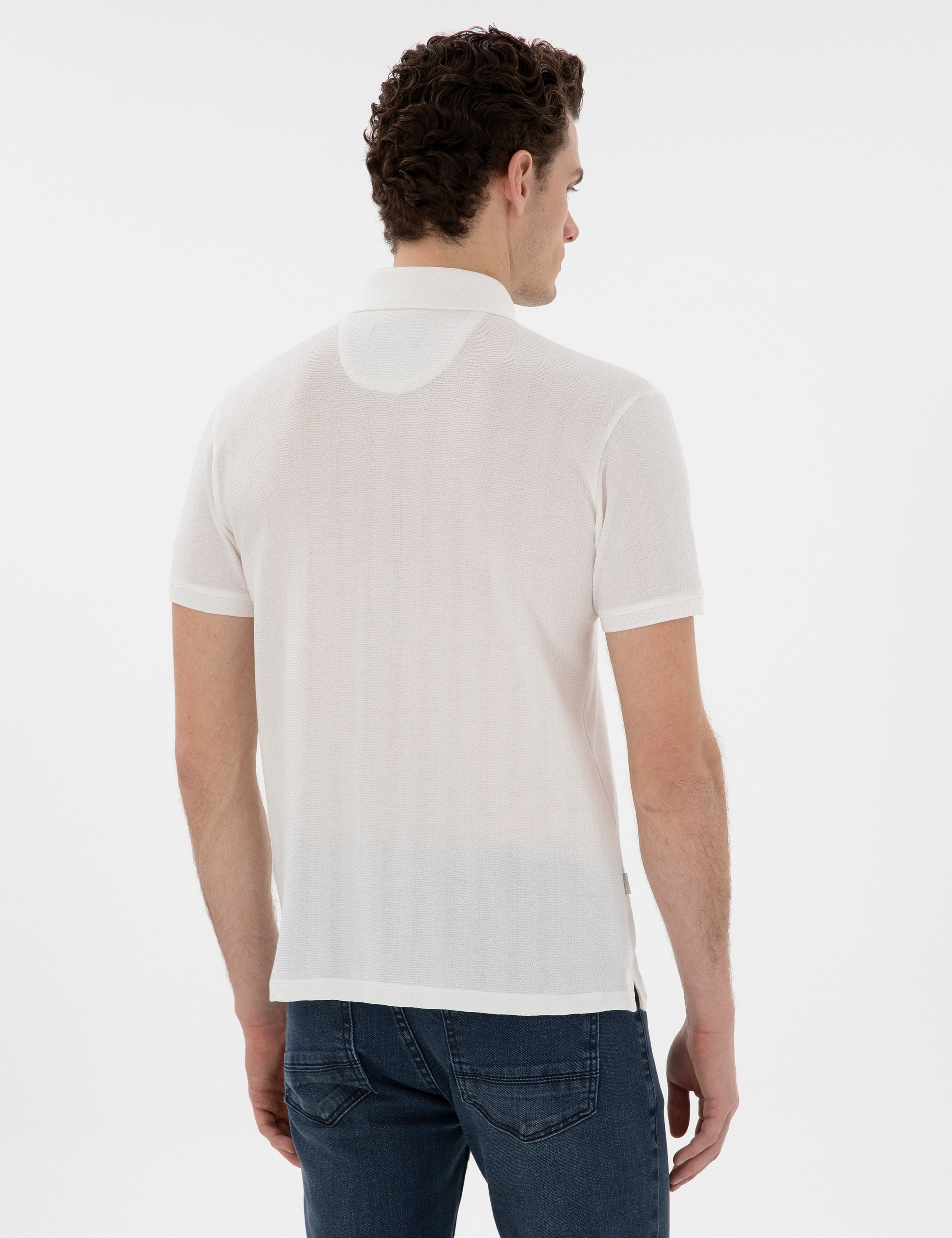 Beyaz Slim Fit Tişört - Image 5