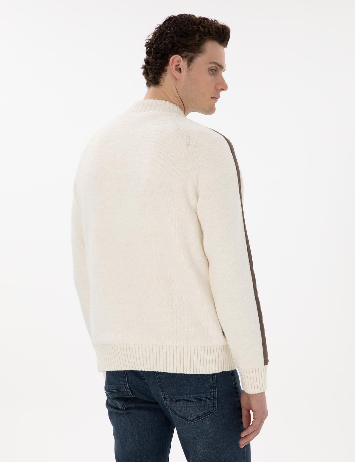 Ekru Comfort Fit Yün Karışımlı Triko Hırka - 50293935008