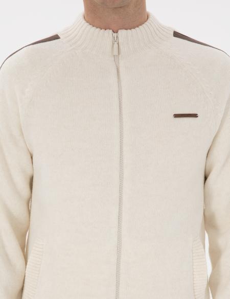 Ekru Comfort Fit Yün Karışımlı Triko Hırka - 50293935008