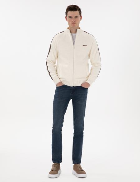 Ekru Comfort Fit Yün Karışımlı Triko Hırka - 50293935008