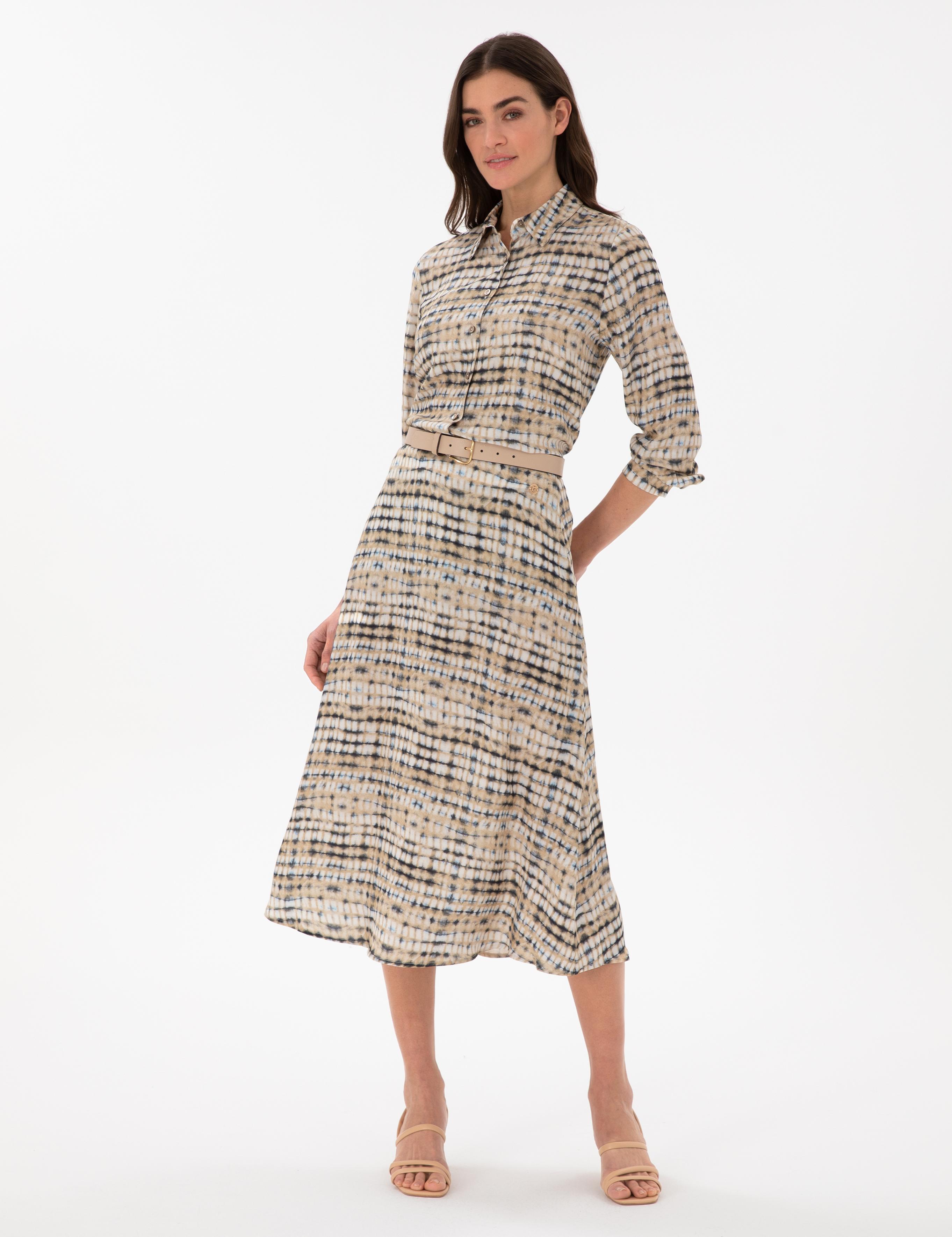 Bej A Kesim Dokuma Etek