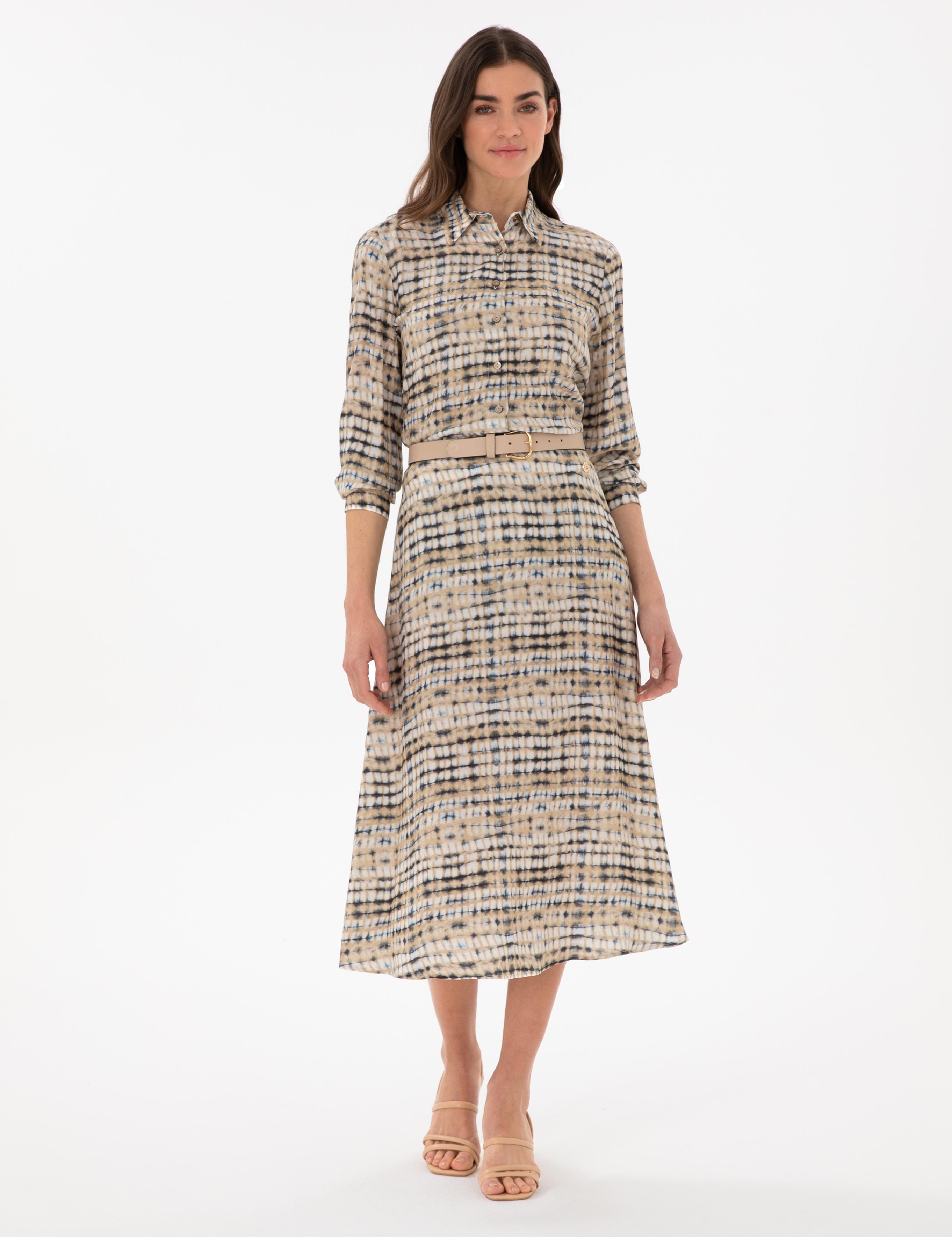 Bej A Kesim Dokuma Etek