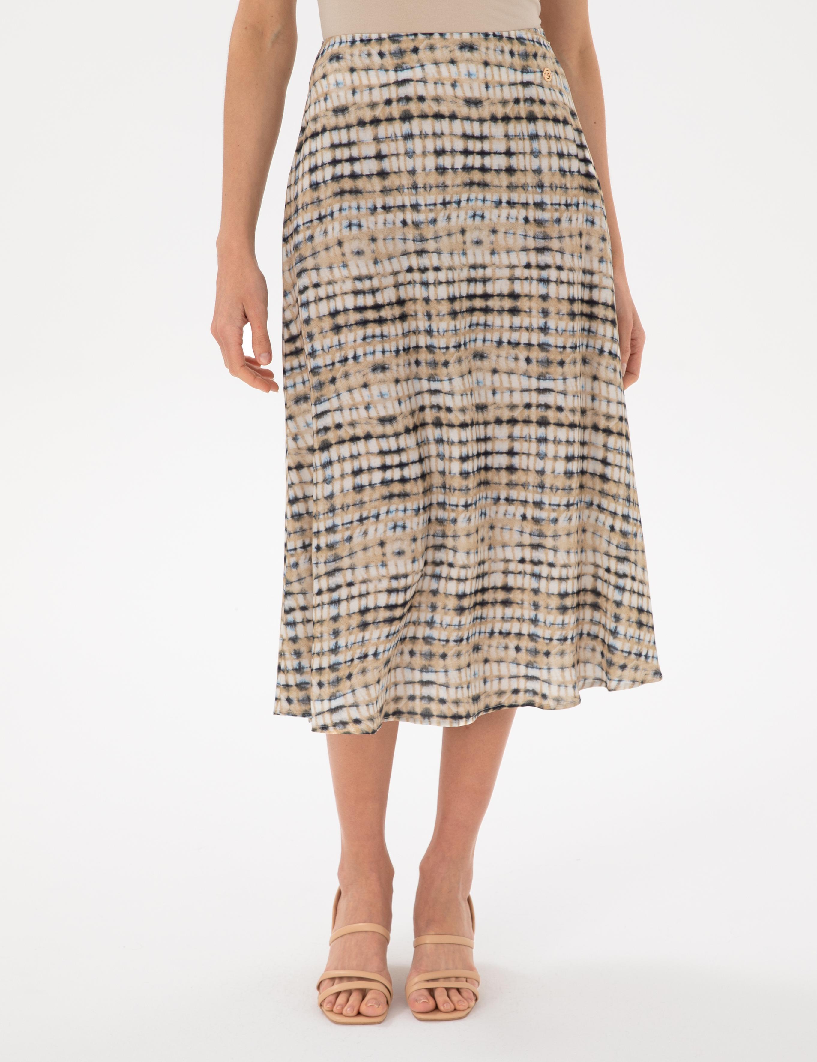 Bej A Kesim Dokuma Etek