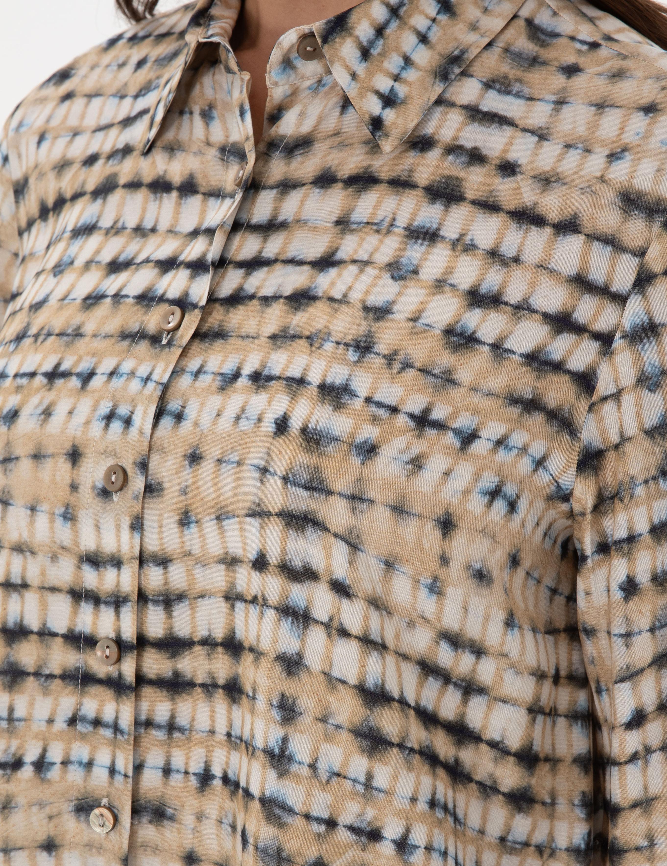 Bej Comfort Fit Uzun Kollu Gömlek Elbise