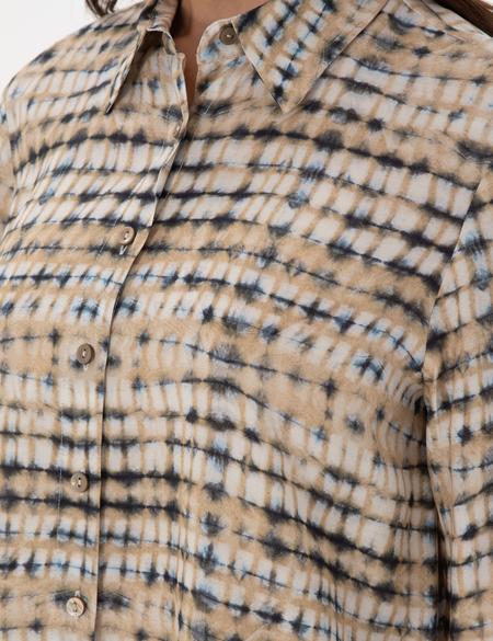 Bej Comfort Fit Uzun Kollu Gömlek Elbise - 50301111009