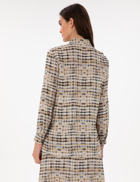 Bej Comfort Fit Uzun Kollu Gömlek Elbise - 50301111009