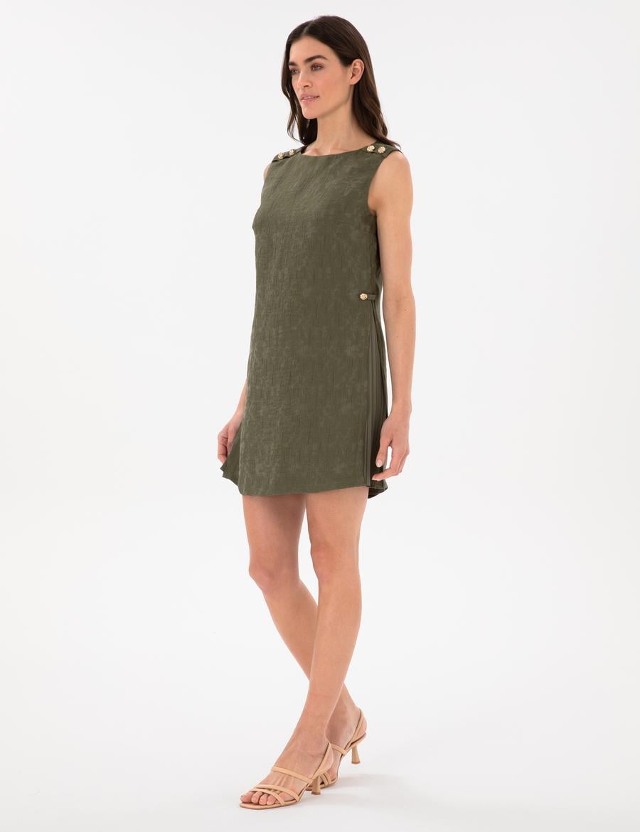 Haki A Kesim Dokuma Elbise