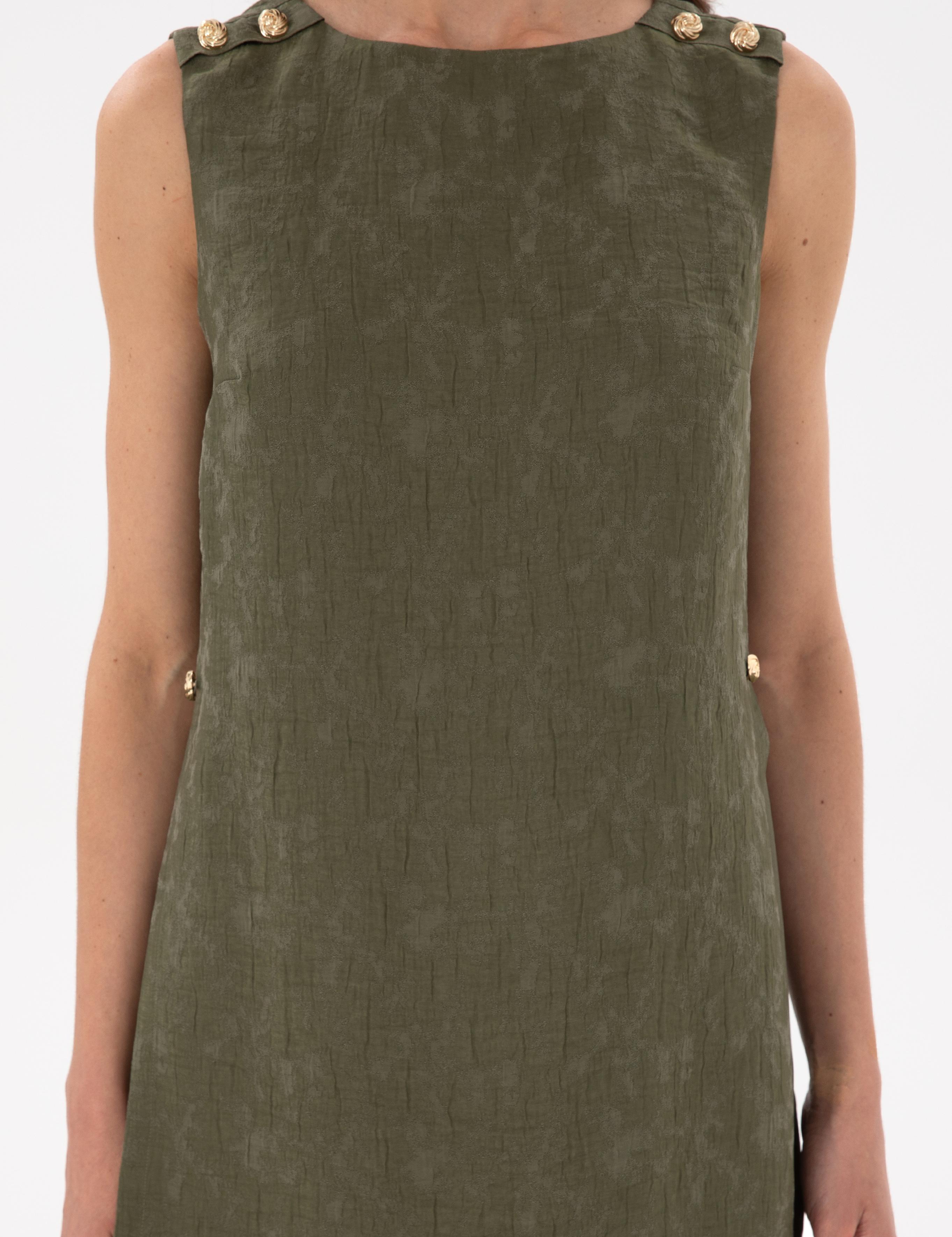 Haki A Kesim Dokuma Elbise