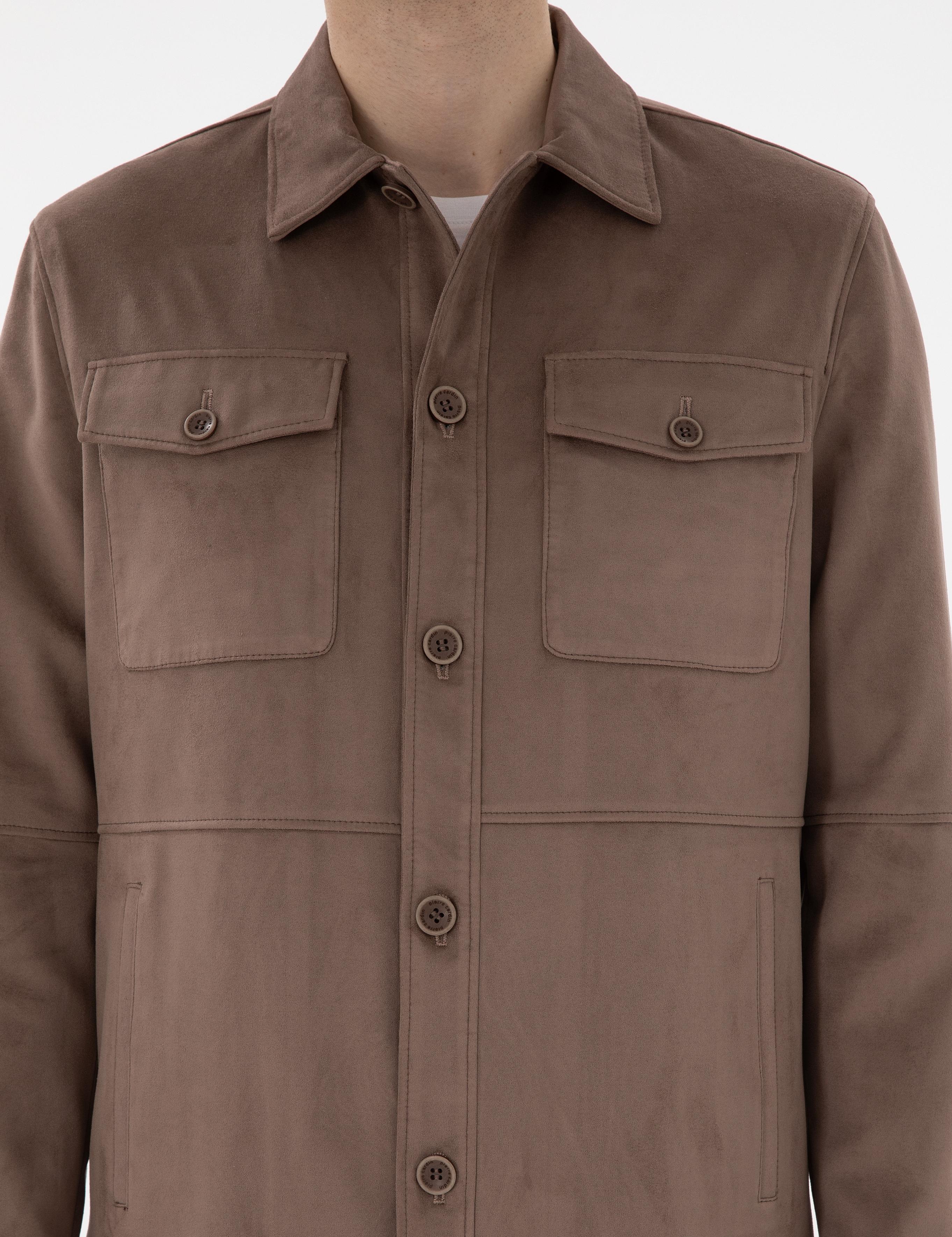 Vizon Gömlek Yaka Suni Deri Ceket