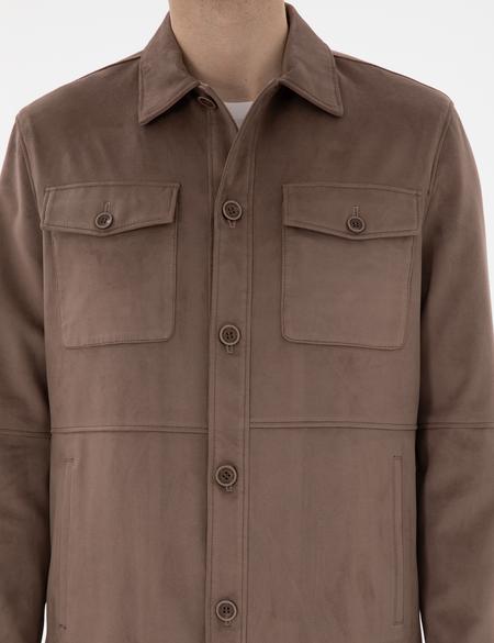 Vizon Gömlek Yaka Suni Deri Ceket - 50312345001