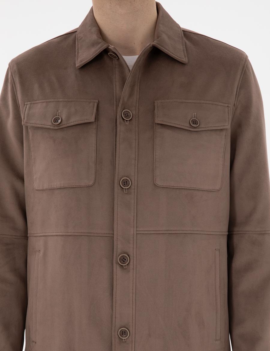 Vizon Gömlek Yaka Suni Deri Ceket