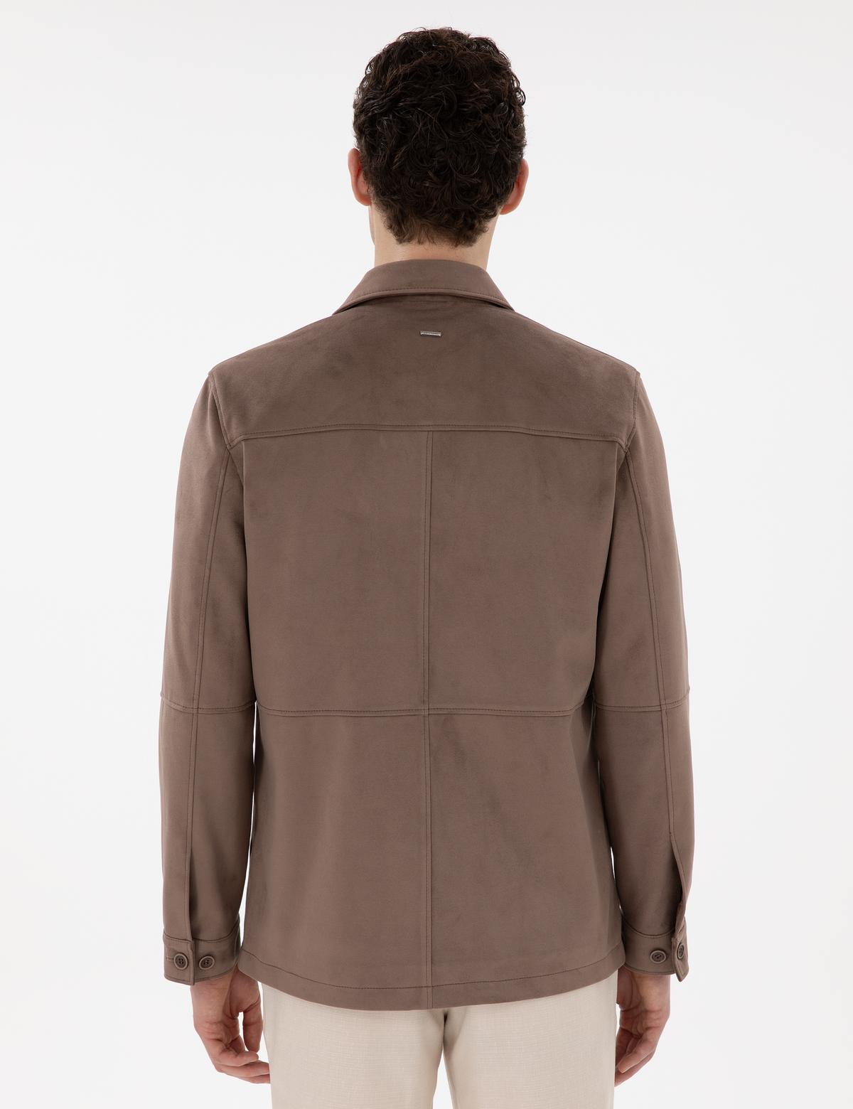 Vizon Gömlek Yaka Suni Deri Ceket - 50312345001