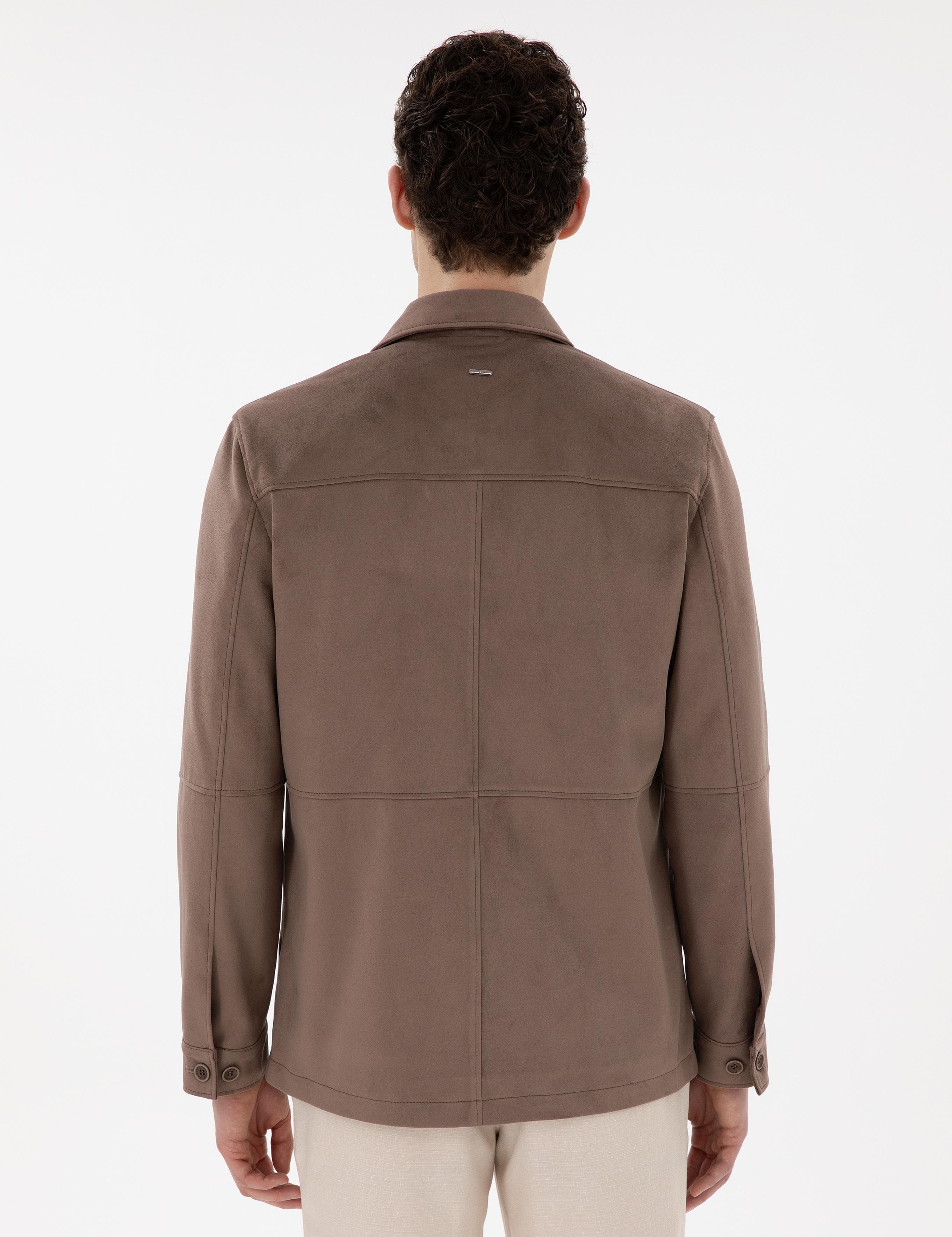 Vizon Gömlek Yaka Suni Deri Ceket