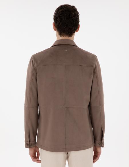 Vizon Gömlek Yaka Suni Deri Ceket - 50312345001