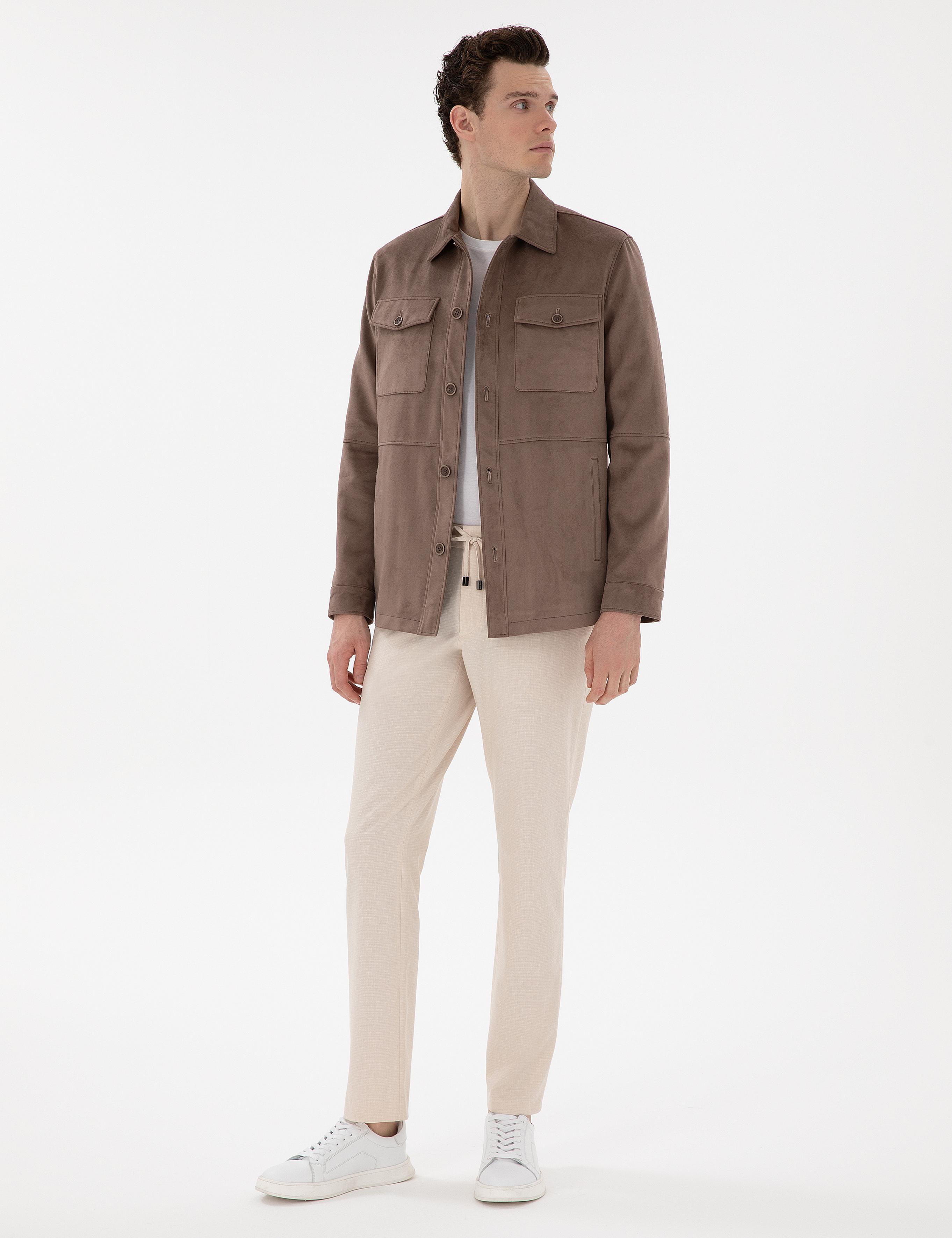 Vizon Gömlek Yaka Suni Deri Ceket