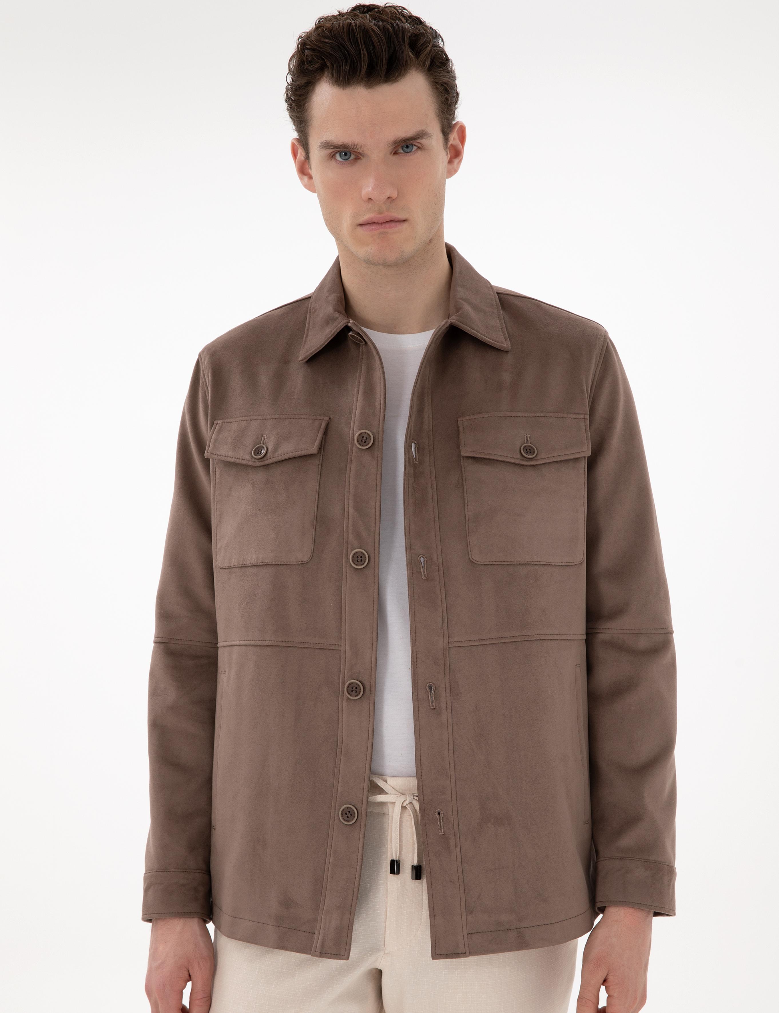 Vizon Gömlek Yaka Suni Deri Ceket