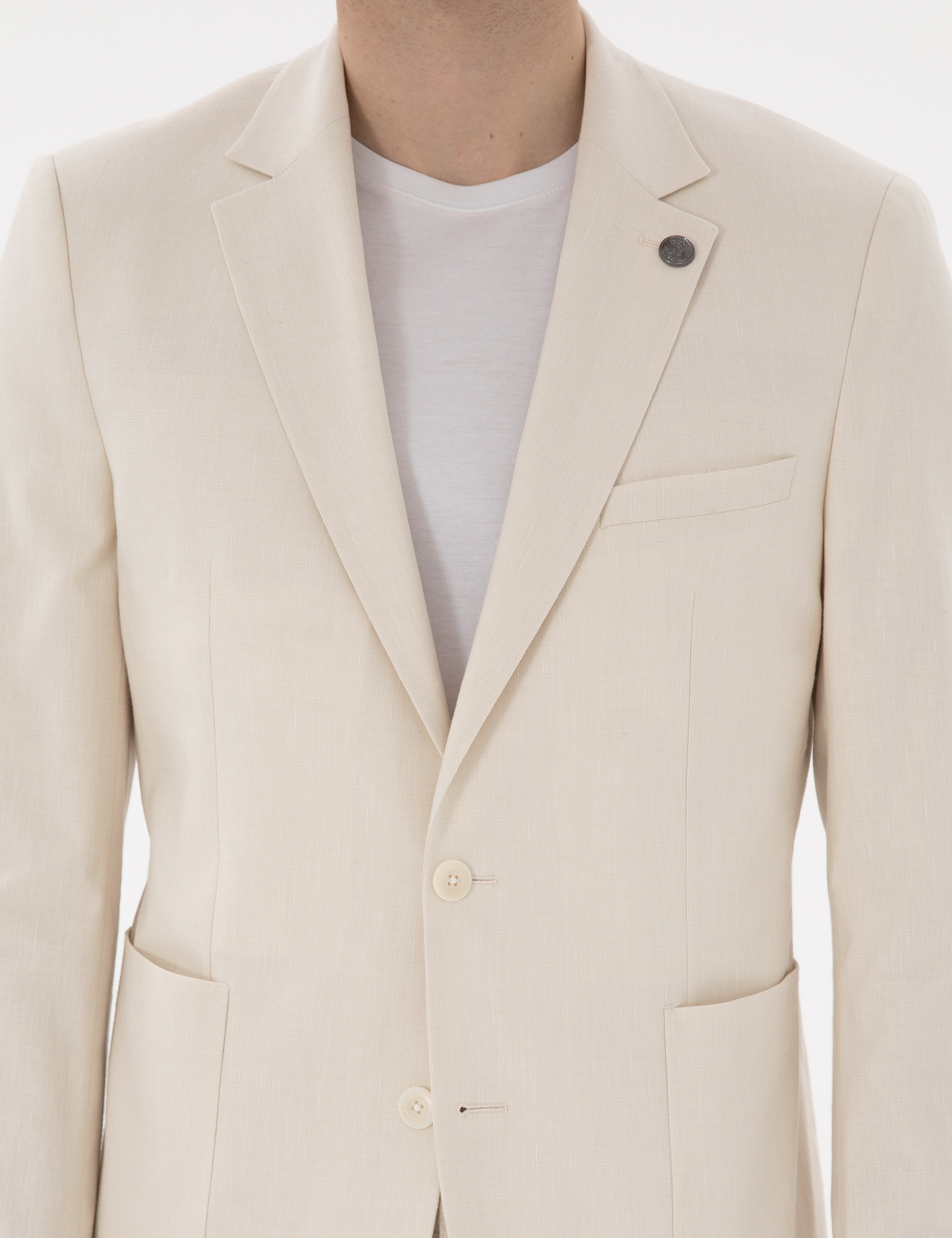 Ekru Ex. Slim Fit Keten Karışımlı Ceket - Image 7