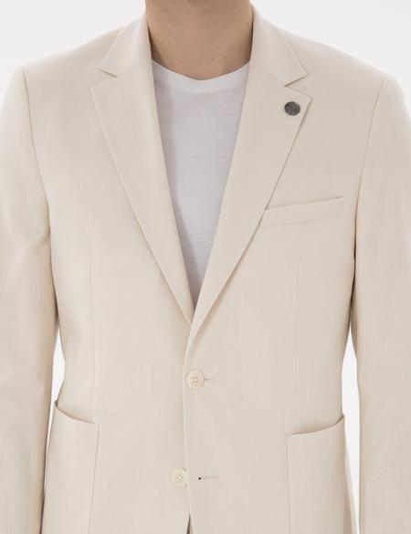 Ekru Ex. Slim Fit Keten Karışımlı Ceket - 50304101083