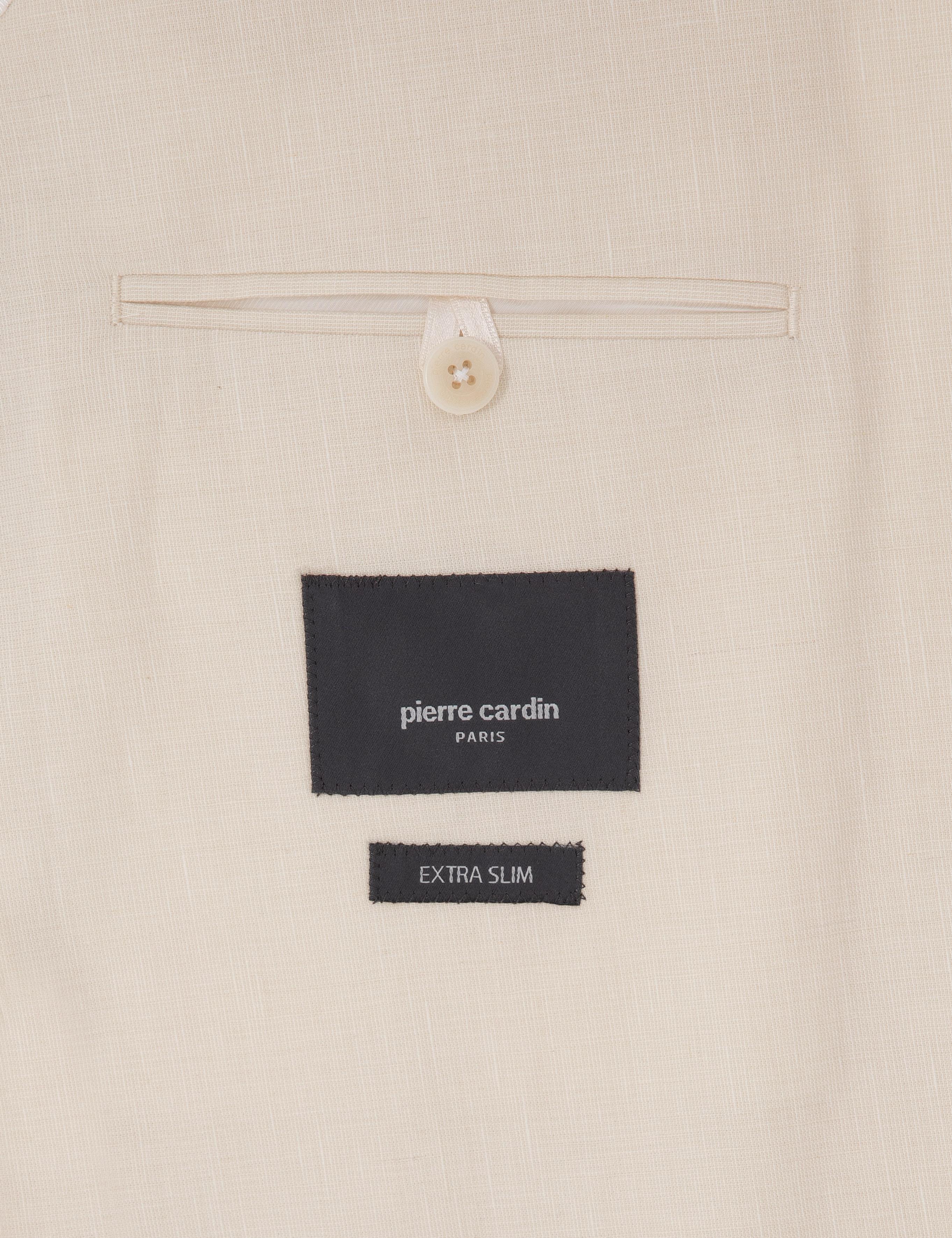 Ekru Ex. Slim Fit Keten Karışımlı Ceket