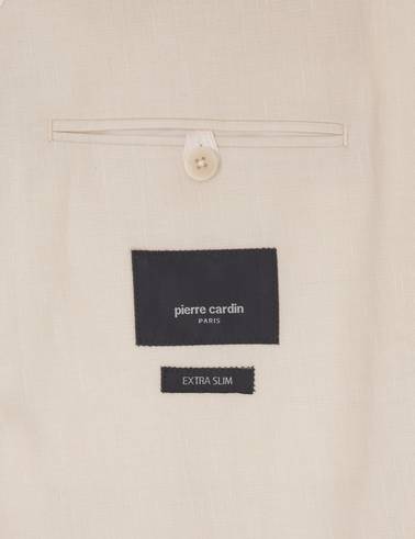 Ekru Ex. Slim Fit Keten Karışımlı Ceket