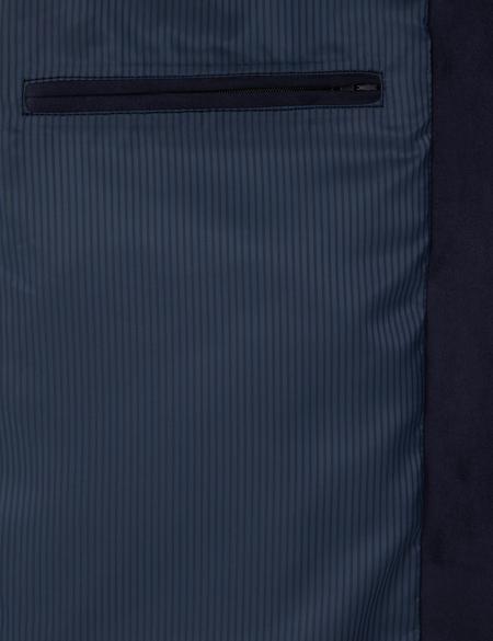 Lacivert Gömlek Yaka Suni Deri Ceket - 50312346004